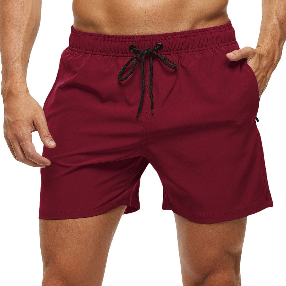 Yukaichen Men'S Swim Trunks Quick Dry Beach Shorts with Zipper Pockets and Mesh Lining Armygreen 36