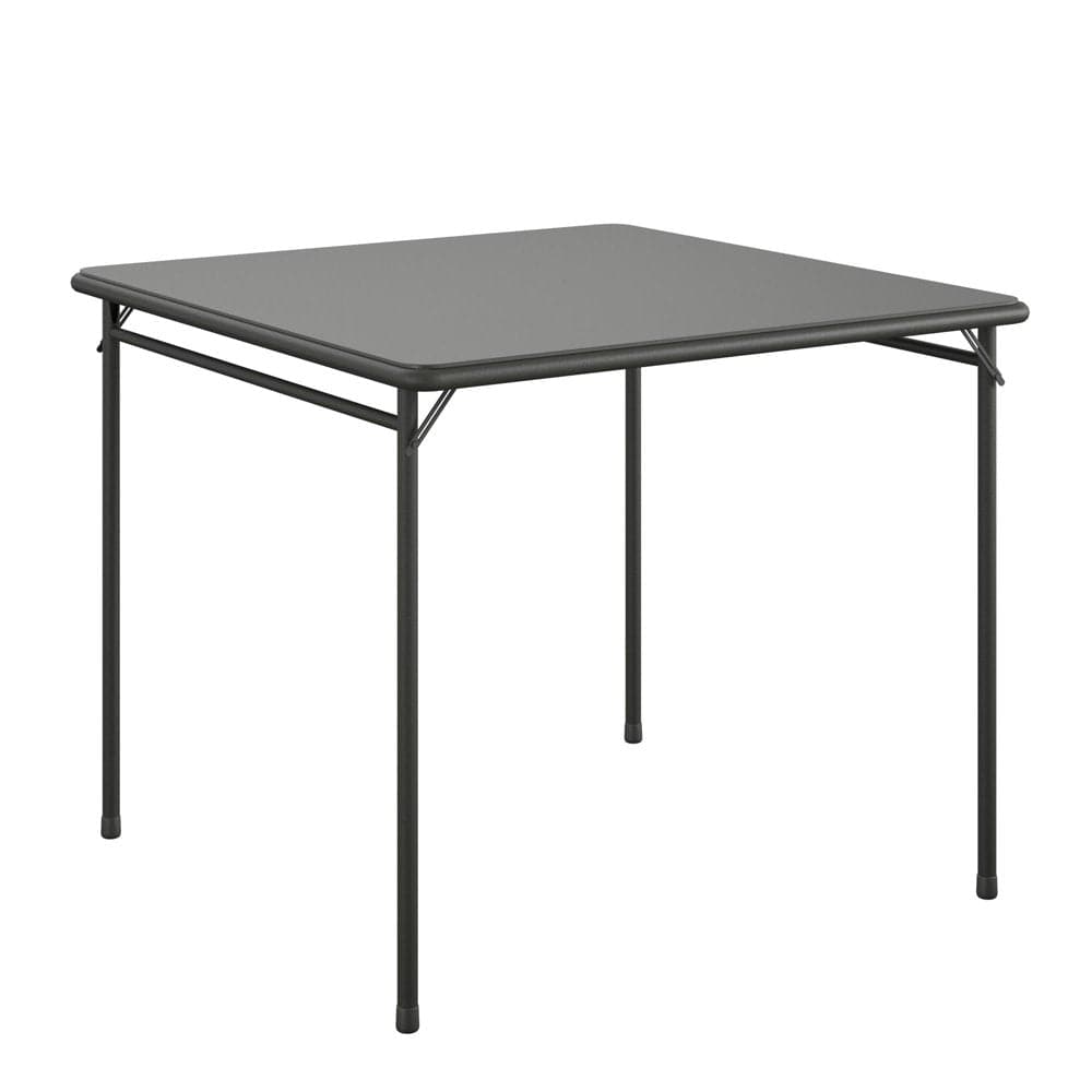 34" Vinyl Upholstered Steel Frame Folding Table Antique Linen