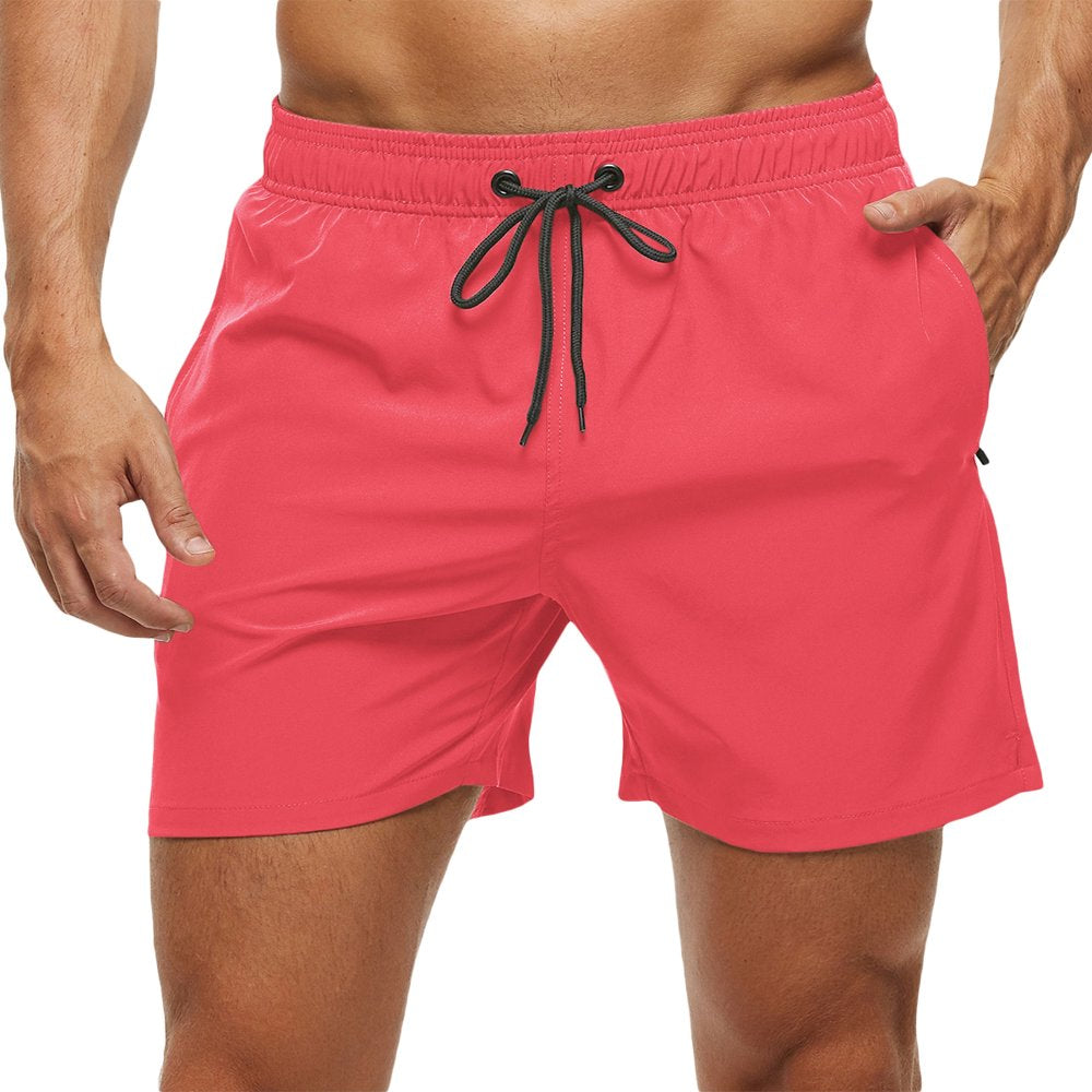 Yukaichen Men'S Swim Trunks Quick Dry Beach Shorts with Zipper Pockets and Mesh Lining Armygreen 36