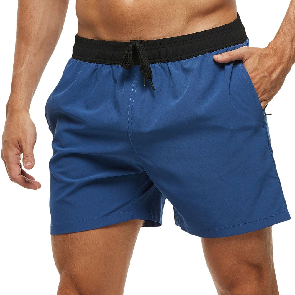 Yukaichen Men'S Swim Trunks Quick Dry Beach Shorts with Zipper Pockets and Mesh Lining Armygreen 36