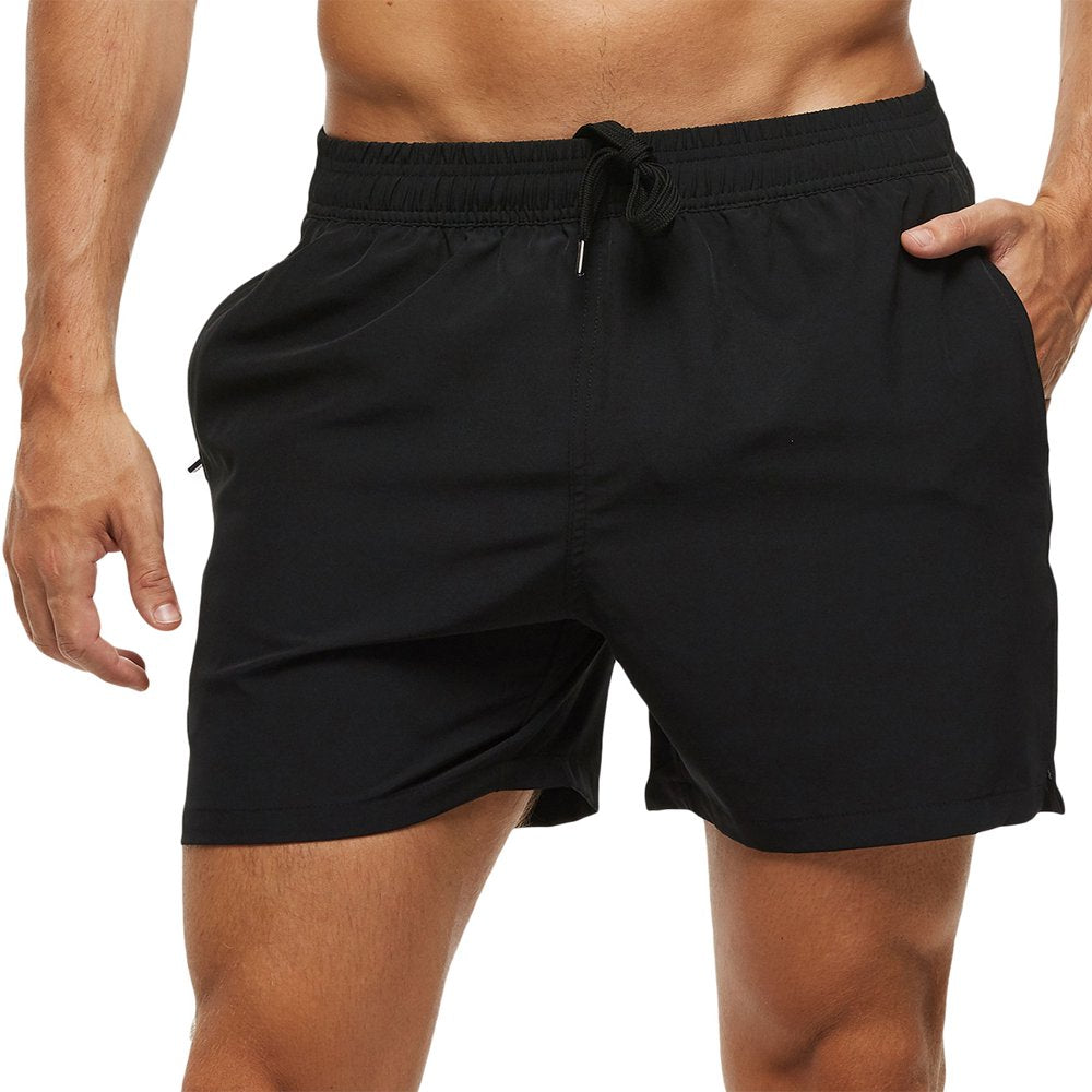 Yukaichen Men'S Swim Trunks Quick Dry Beach Shorts with Zipper Pockets and Mesh Lining Armygreen 36