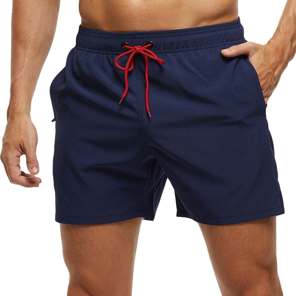 Yukaichen Men'S Swim Trunks Quick Dry Beach Shorts with Zipper Pockets and Mesh Lining Armygreen 36