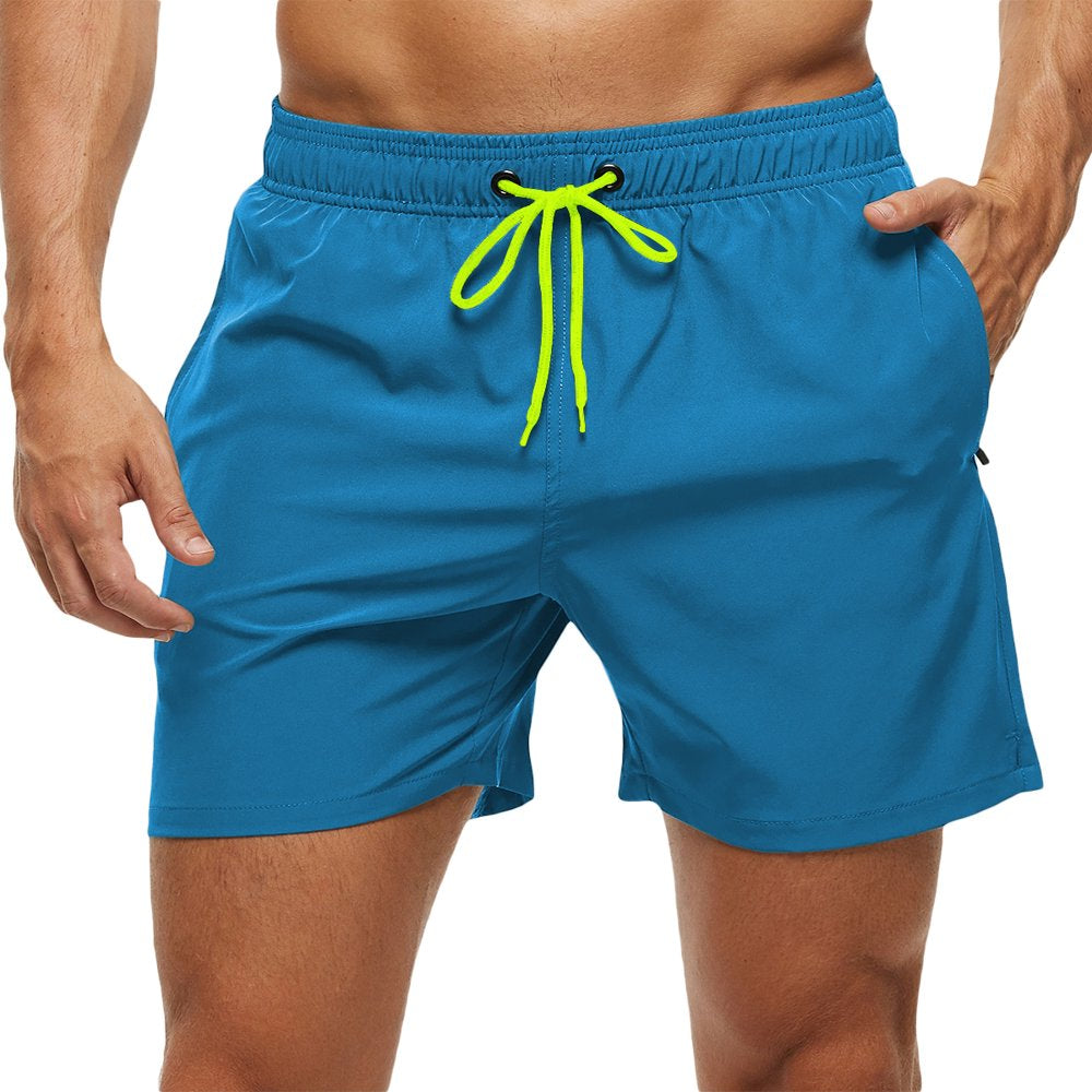 Yukaichen Men'S Swim Trunks Quick Dry Beach Shorts with Zipper Pockets and Mesh Lining Armygreen 36