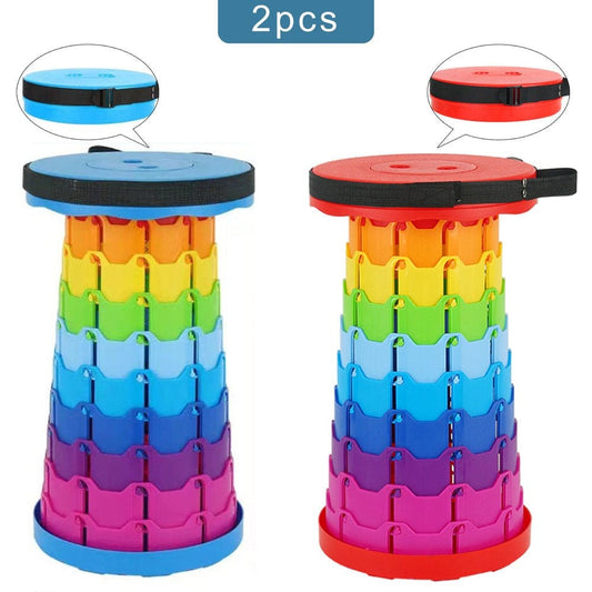 2Pcs WZCPCV Camping Chairs,Load 550Lb Telescopic Stool with Adjustable Height for Camping Hiking Travel Outdoor(Rainbow)
