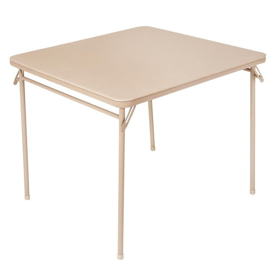 34" Vinyl Upholstered Steel Frame Folding Table Antique Linen